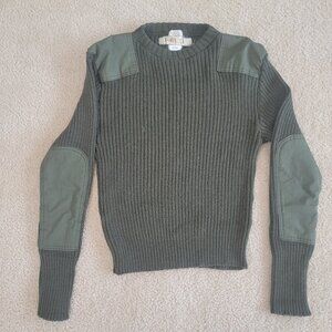 Vtg US Marines Sweater Mens 40 Olive Green Knit Wool Commando USMC Military